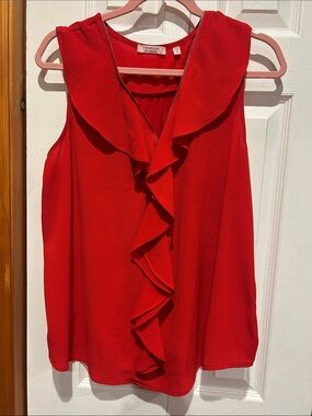 Tempted Red Ruffle V-Neck Sleeveless Camisole